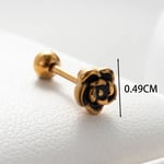 Goldfarbe / 1 Stück Simple Series Klassische Blumen-Ohrstecker aus Titanstahl mit 18 Karat Vergoldung für Damen Bild3